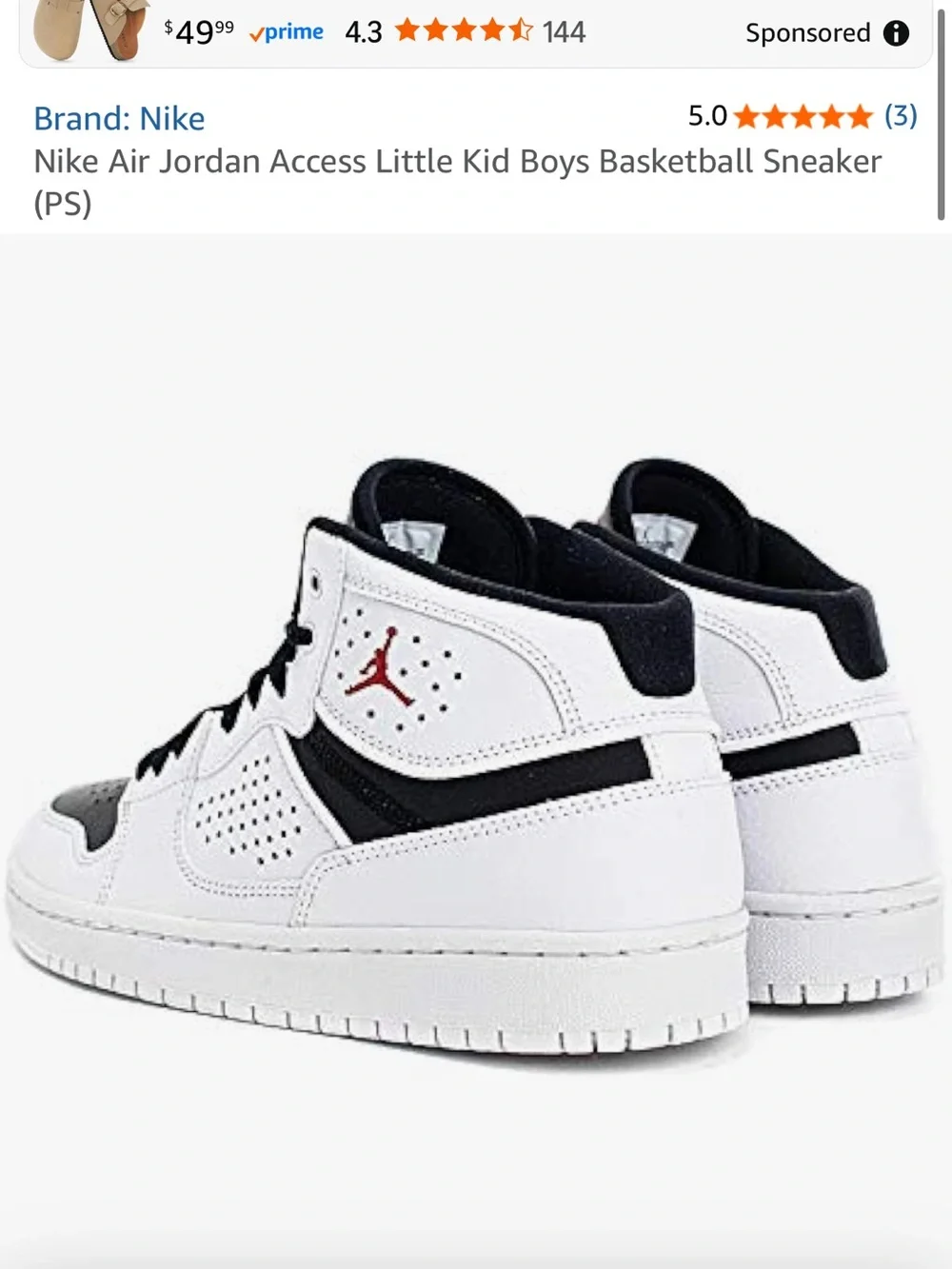 Nike Air Jordan Access PS Sneaker in White, Black & Red size 13 - Picture 2 of 7